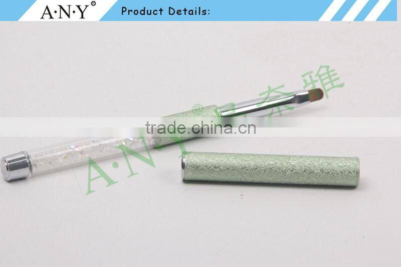 ANY 2016 New Design Acrylic Handle With Diamond Inside Oval Imported Nylon Hair Nail Art Gel Brush Pure Color Hot Sale