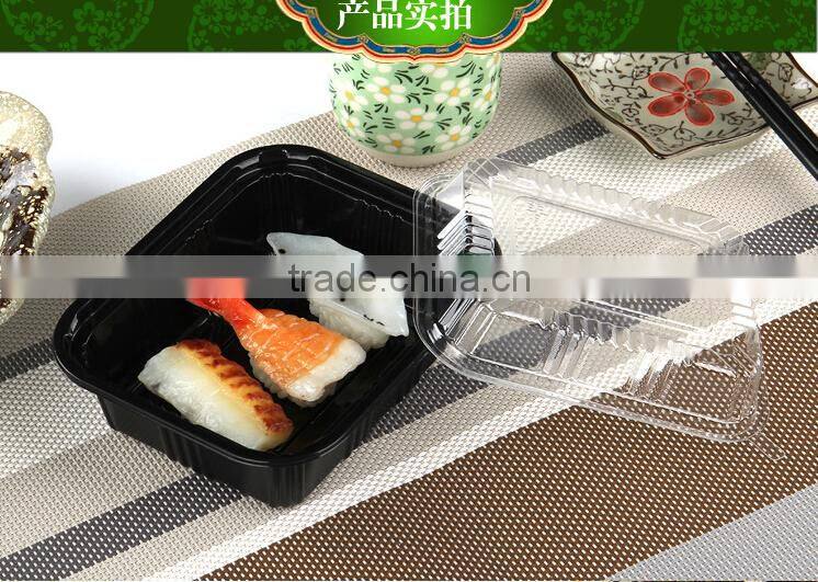 model number 805 small rectangle PS black disposable sushi to go box
