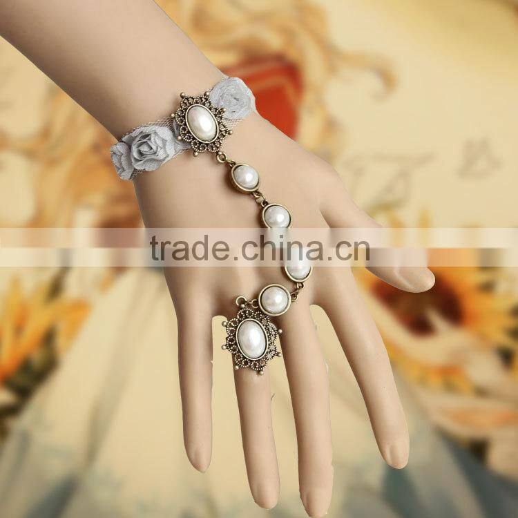 Lace female jewelry chain bracelet with ring