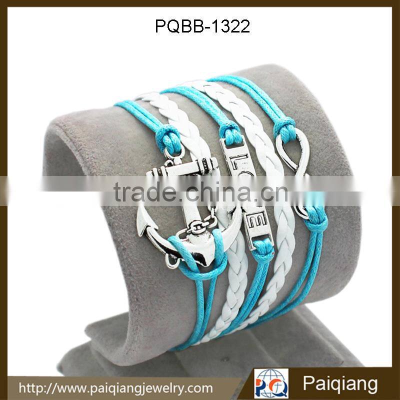 Wholesale fashion european style navy nautical rope woven men hand bracelet