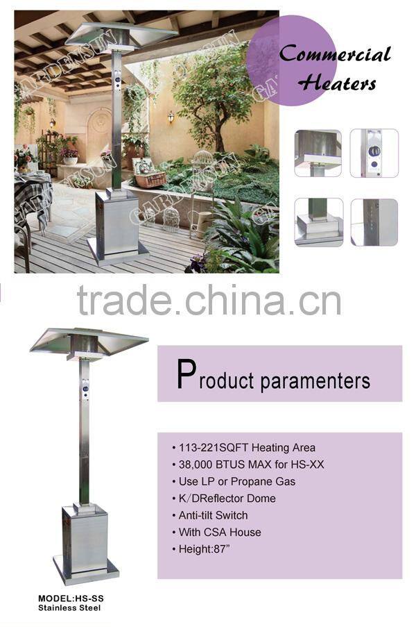 Garden gas heater Commercial patio heater ,CSA GARDENSUN 38,000BTU with CE ,CSA,AGA,ISO