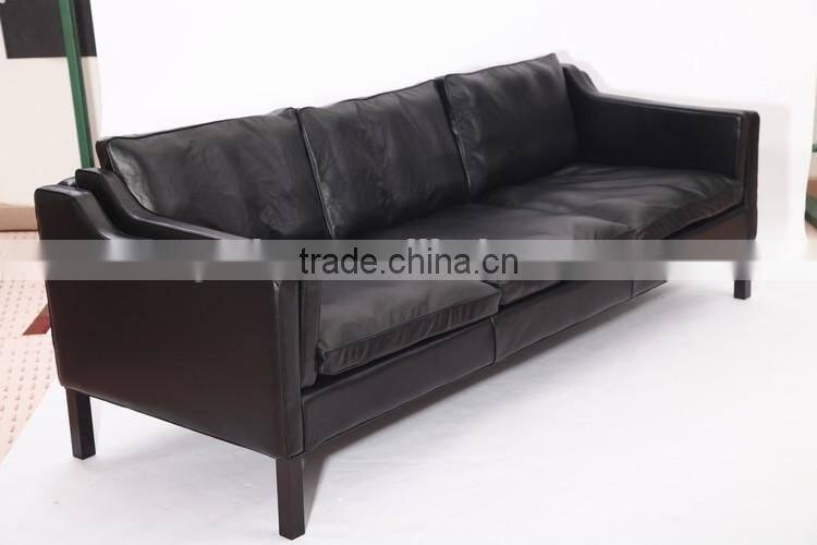 3 seater black genuine leather european style recliner sofa borge mogensen sofa
