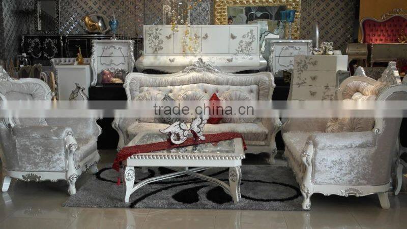 modern France wooden fabric sofa set living room design