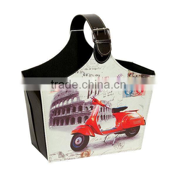 Famous Bulding Print PU Leather Gift Basket