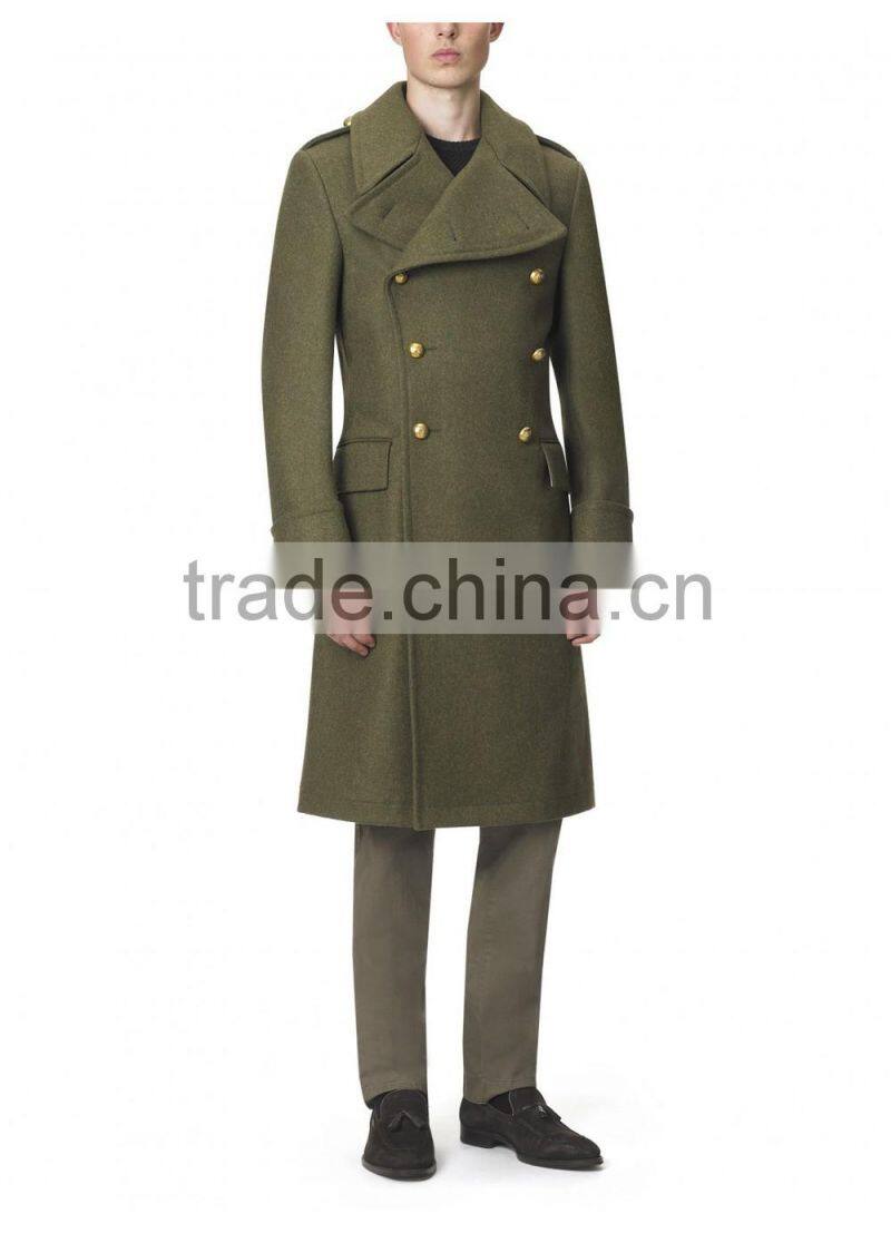 2015 new style 100% cashmere classic army grey 100 cashmere coat