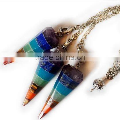 Gemstone Natural Crystal Quartz Point Pendulum Pendants Crystal Point Pendant with Silver Colored Chains