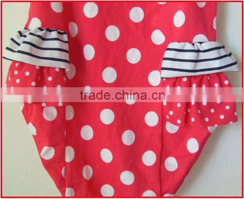 Domi Red Dot Print Cute One Piece Girls Sexy Swimming Wear/Slopeing Shoulder Child Sexy Swimsuit Open Hot Sexi Images For Girls