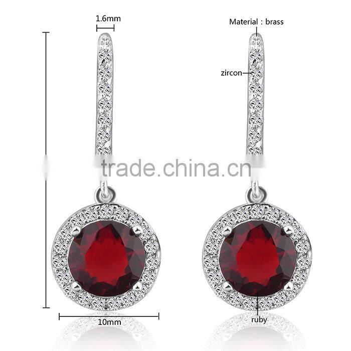 Jewelry Fashion Crystal Drop Ruby Earrings