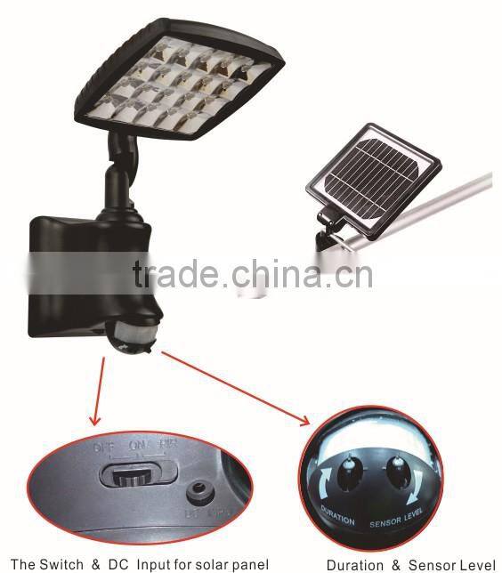 Singapore, Battery powered Solar Wall Light with Infrare Sensor, compact exterior wall Luminaire powered by solar energy