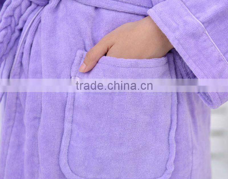 Purple microfiber woman wear bathrobe