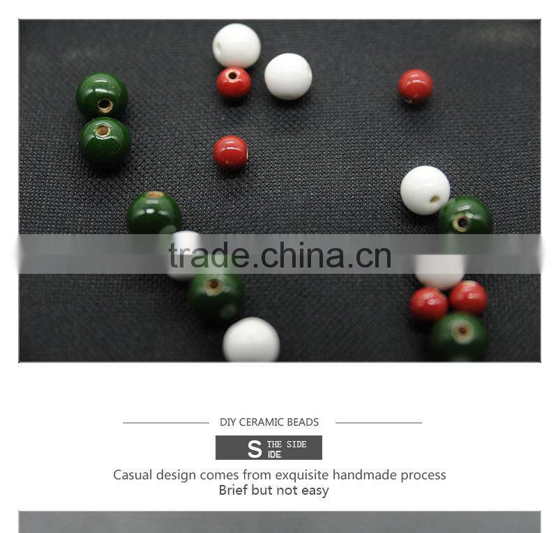 2015 Fashion red and white porcelain design beads for girls wholesale CC-B028