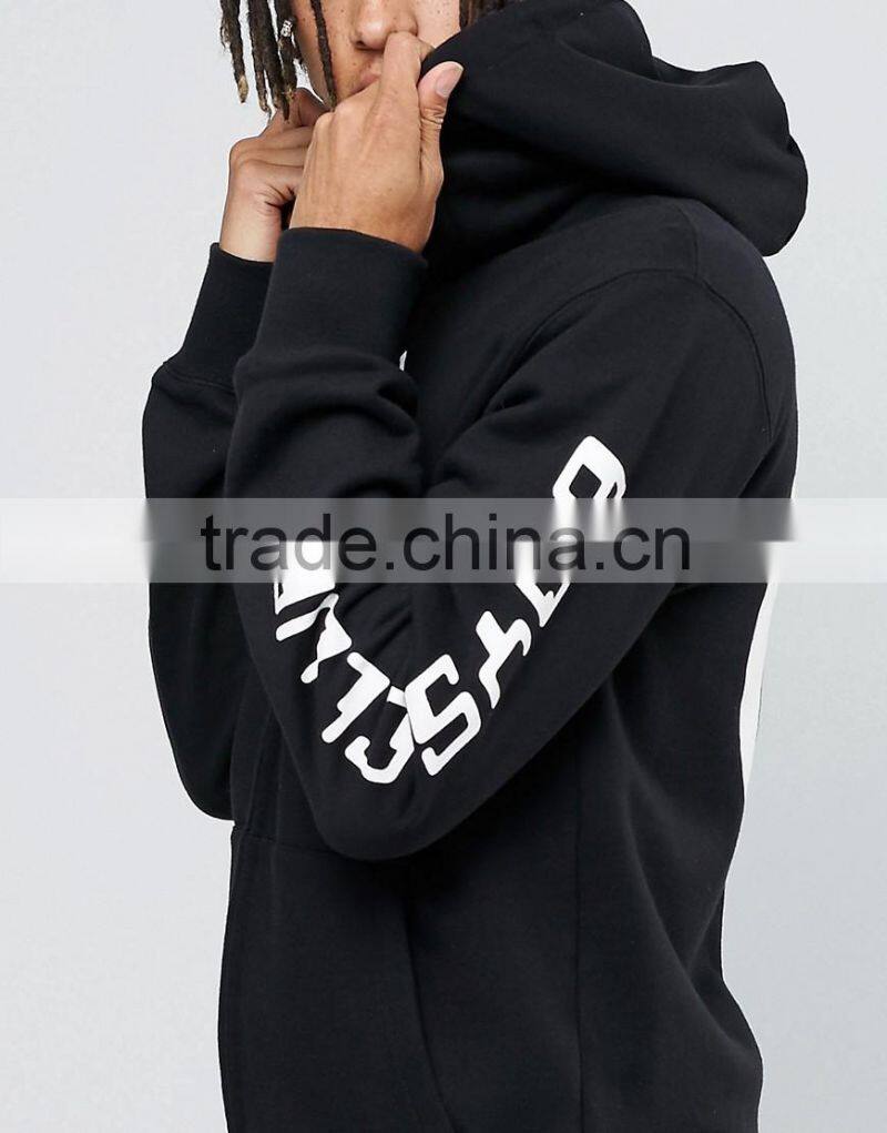 wholesale low price with hood and pocket 100% cotton silk-screen logo men black full zip good quality ninja hoodie