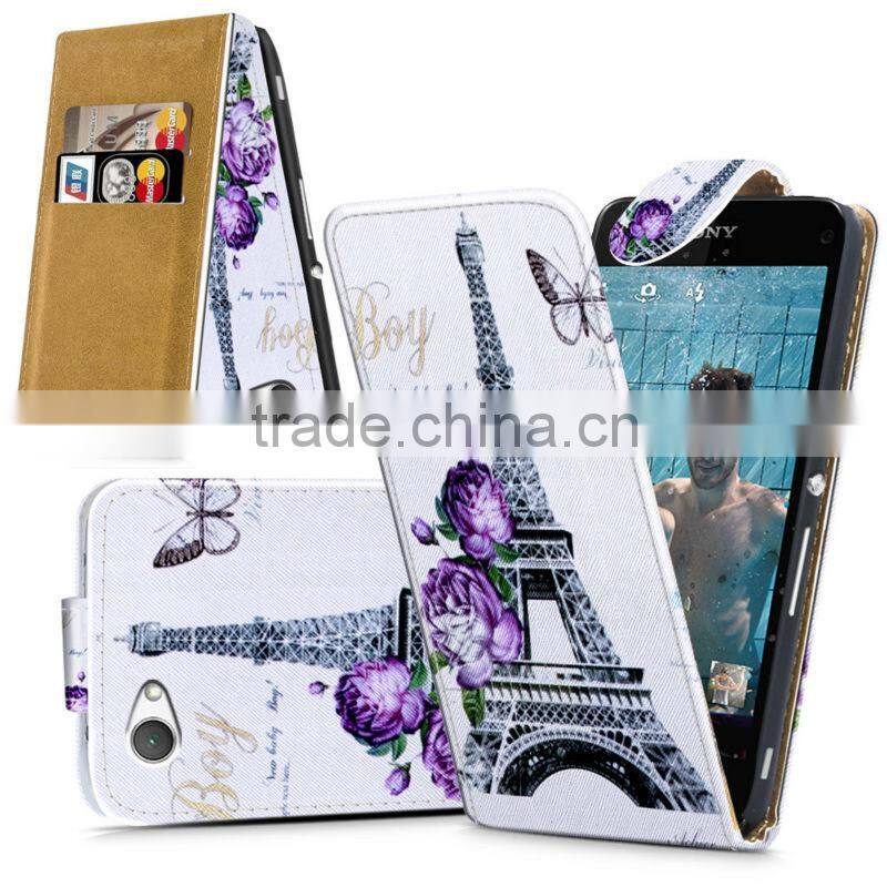 Compact High Quality Print Flip PU Leather Case Cover,Mobile Phone Case For Sony Xperia Z1