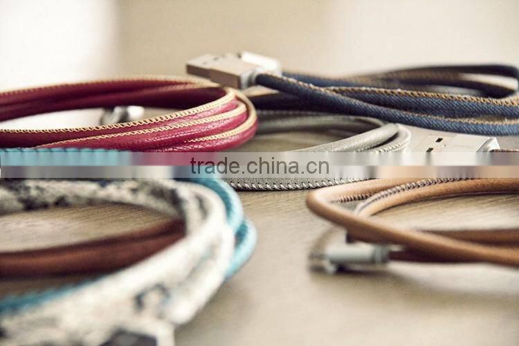 Factory price 8 pin PU Leather MFi Certified USB Data Cable