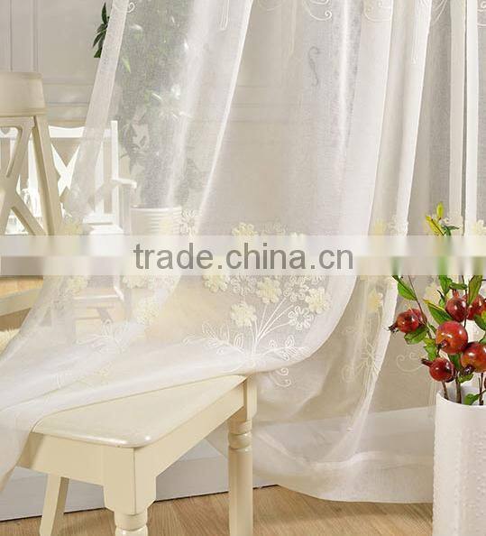 China Wholesale Flower Embroidery Designs White Voile Curtains