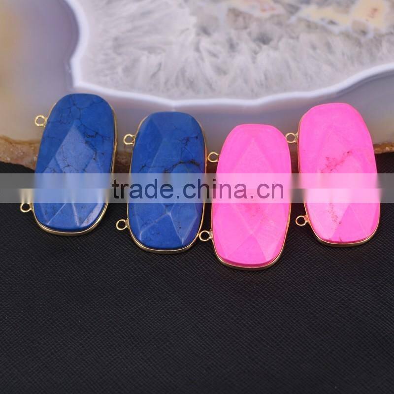 Howlite Turquoise Jewelry Gold plated Druzy Faceted Gemstone Pendant