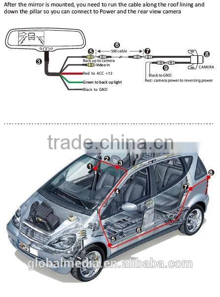 Car compass and temperature rearview mirror with back up camera special for any car