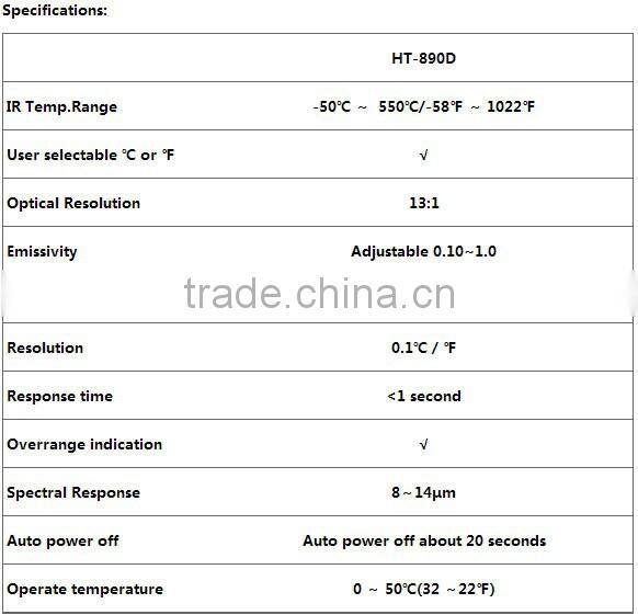 Mini digital thermometer HT-890D non-contact infrared thermometer temperature gauge