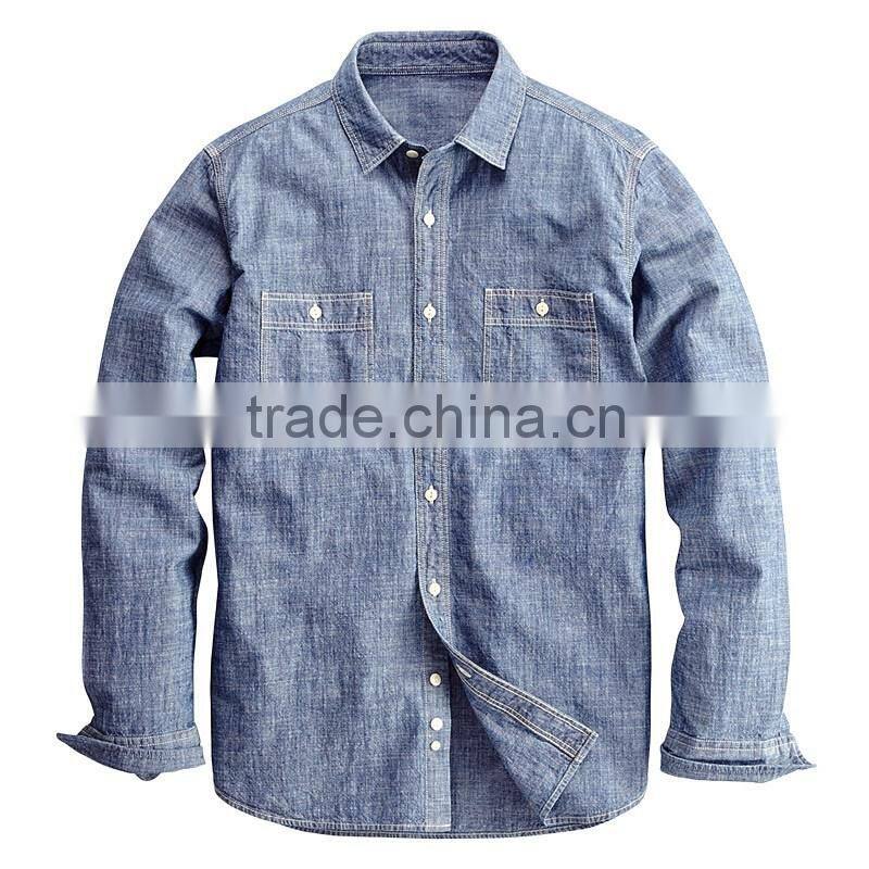 Mens Cotton Denim Shirt Mens Long Sleeve Shirt