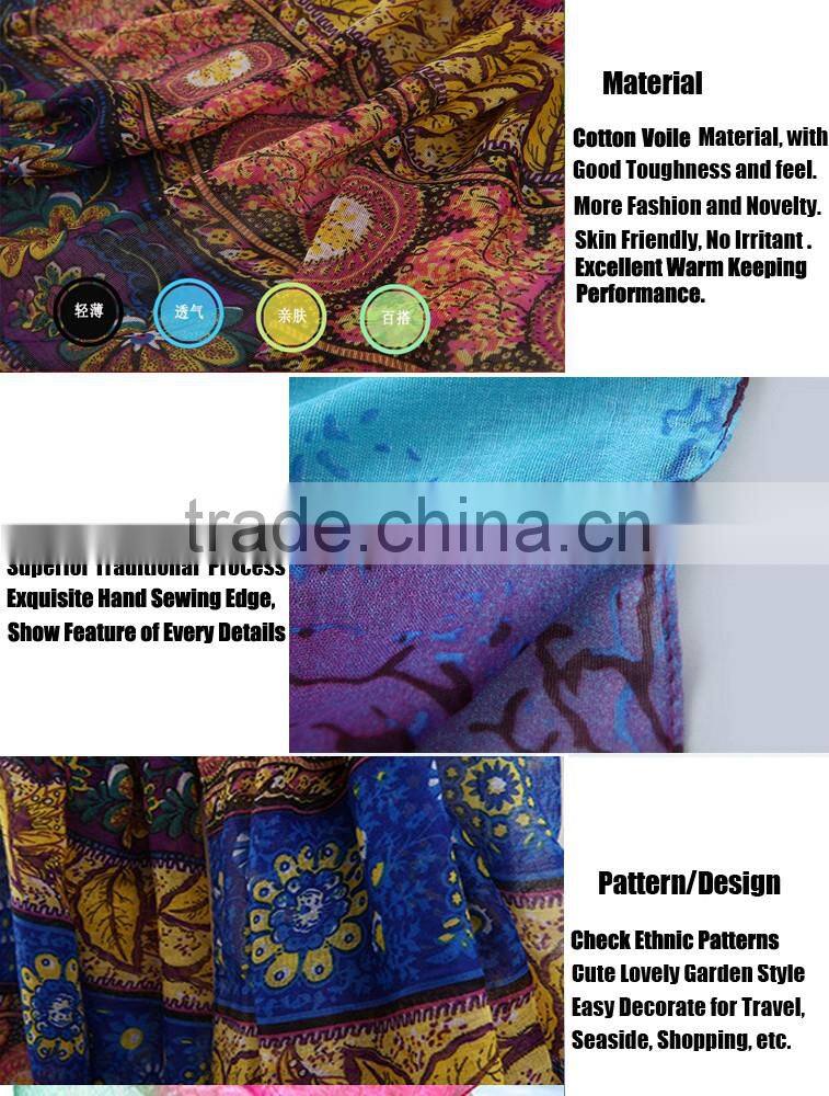 Cotton Voile Stole Shawls and Scarves Printed Check Patterns