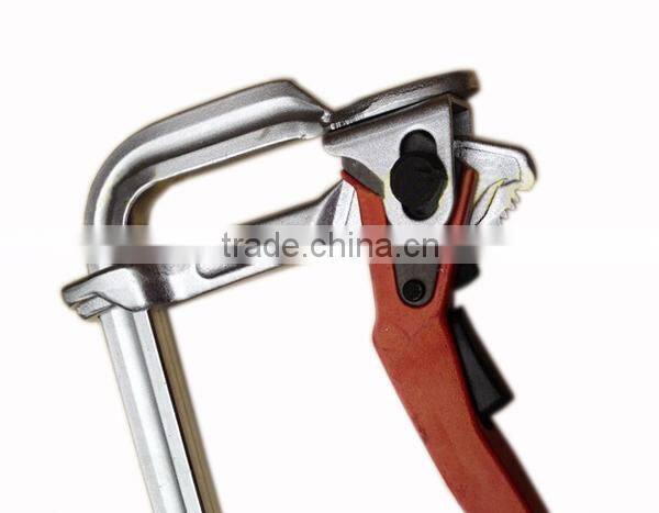 multi purpose woodworking tool.Quick ratchet release F-clamp