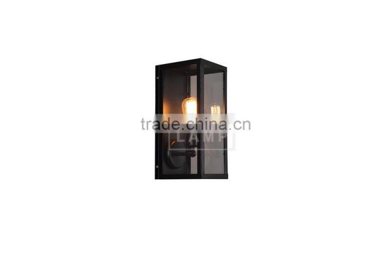 Industrial Metallic and Glass Lamp Shade Wall Sconce Box Wall Lamp