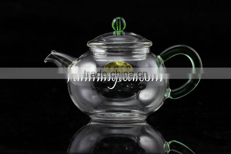 250ml Egg Shape Borosilicate Glass Tea Pot/teapot with Jade Handle, Stainless Steel Insert Spout