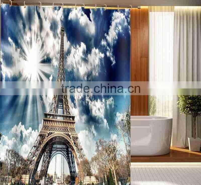Full Printed Eiffel Shower Curtain