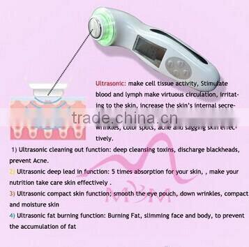 Home use LED Massager with 3 color light ultrasonic face lift device