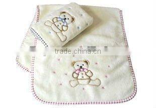 100% white cotton fabric satin embroidered shower towels