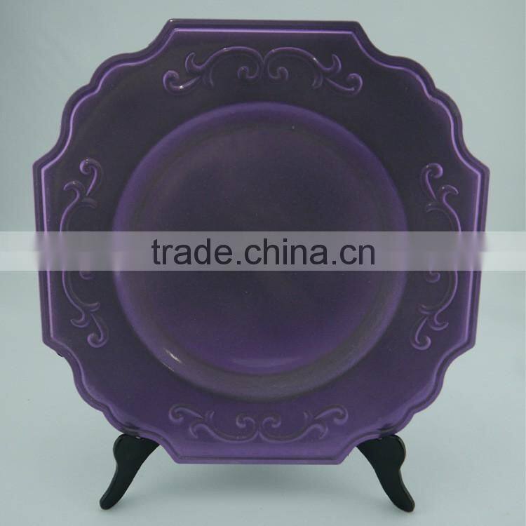Square plastic wedding charger plates for wedding and home table use decoration square black charger plates