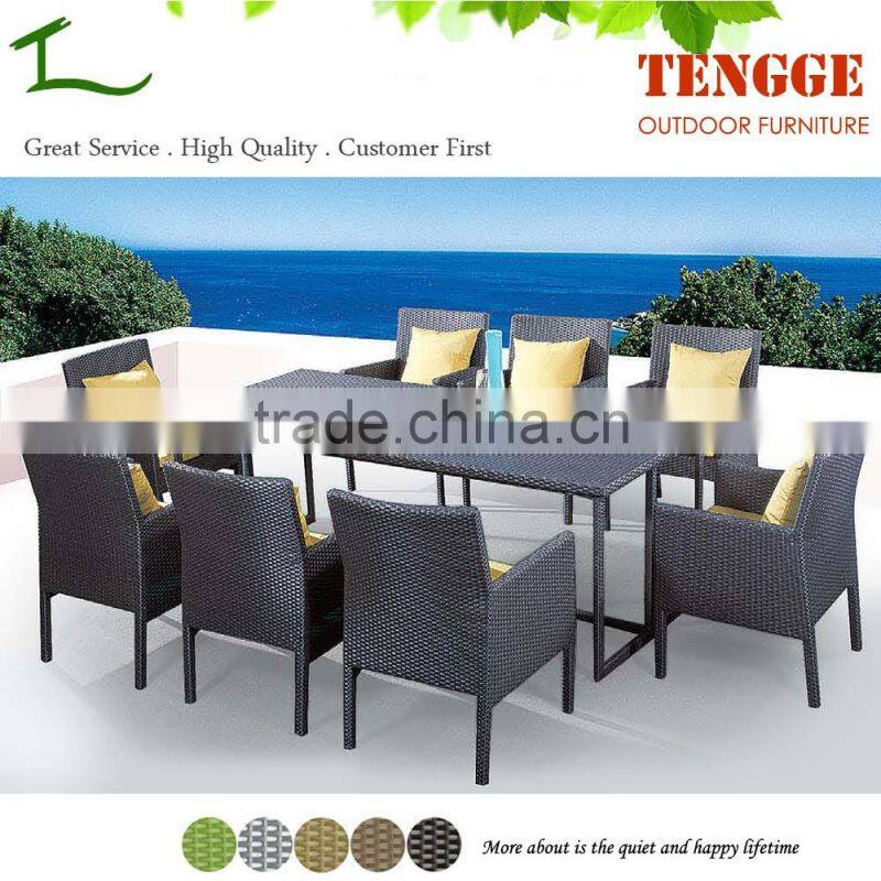 8 people dinning set black rattan dinner chair and table