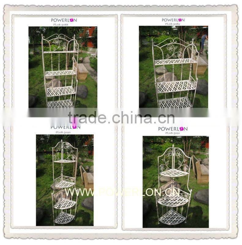 shabby chic white iron shelf for plants