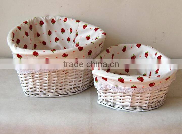 Empty white wicker gift storage basket wicker basket for home kitchen storage