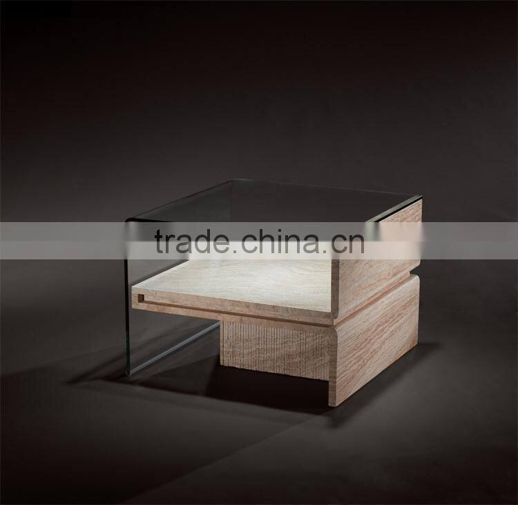 New Turkish White Travertine Base End Table