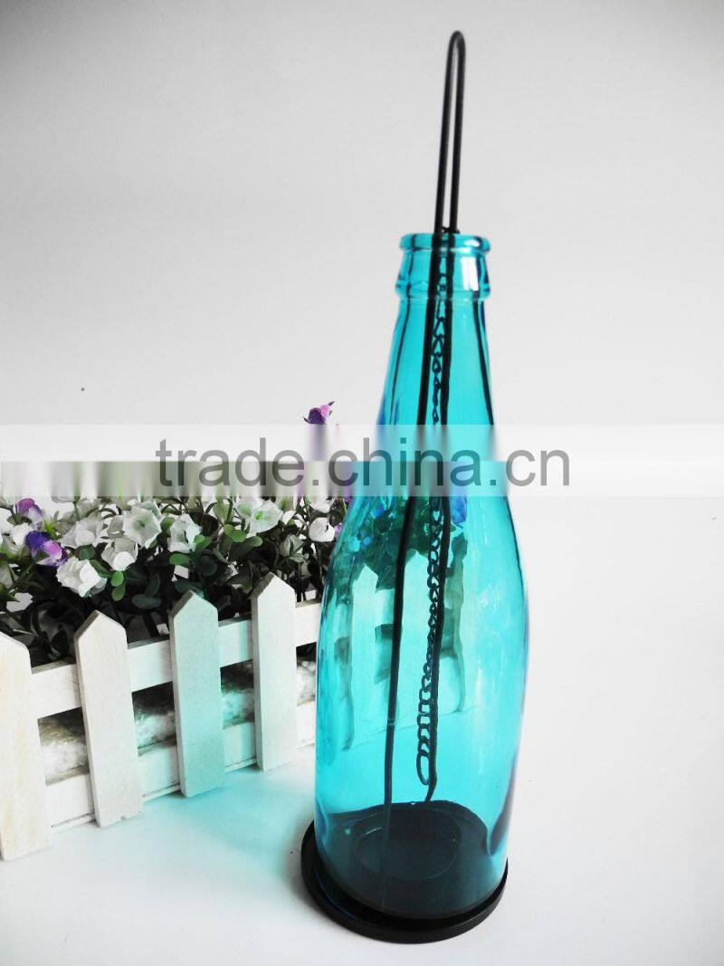Colored glass candle jar for candle holder bottle shape