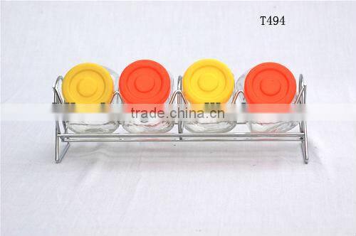 mini clear round glass seasoning pots for spice with food grade