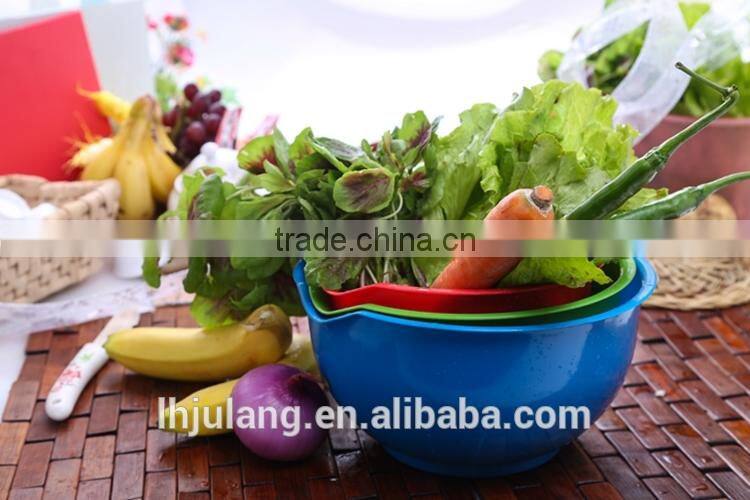 BPA-Free plastic mixing bowl / plastic 3pcs salad mixing bowl set