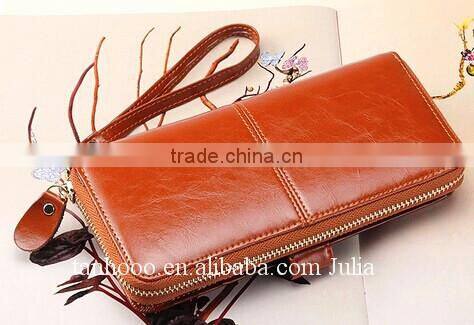 Women leather wallet/zipper ticket wallet/long purse