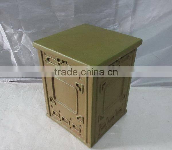 Garden fiberglass clay antique square stool