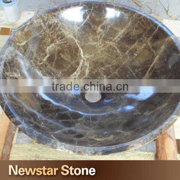 Chinese good polished round dark emperador marble sink