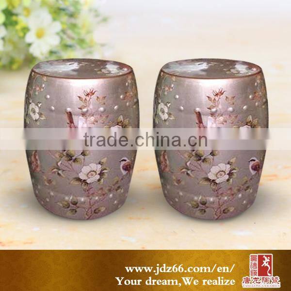 Silver color chinese cermaic barrel stool