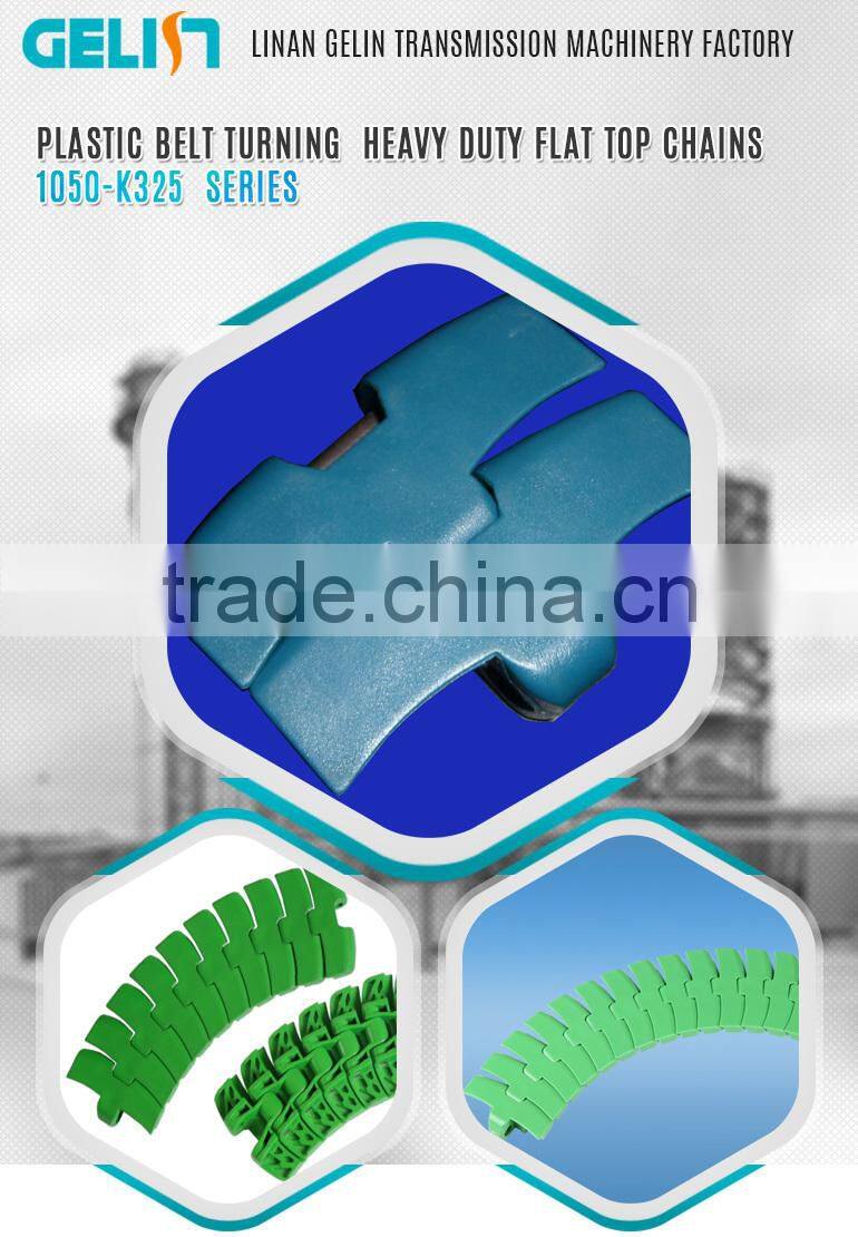 1050-K325 plastic belt turning heavy duty flat top chains