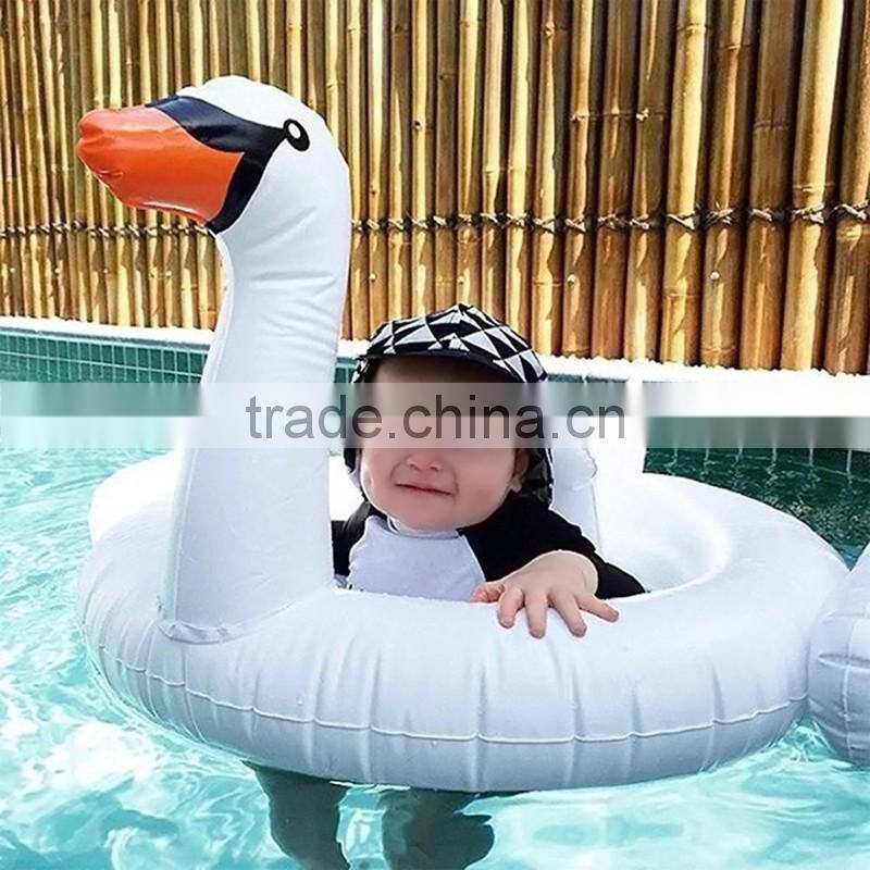 2017 hot selling inflatable swan baby pool float outdoor swim ring and raft water party toys for kids