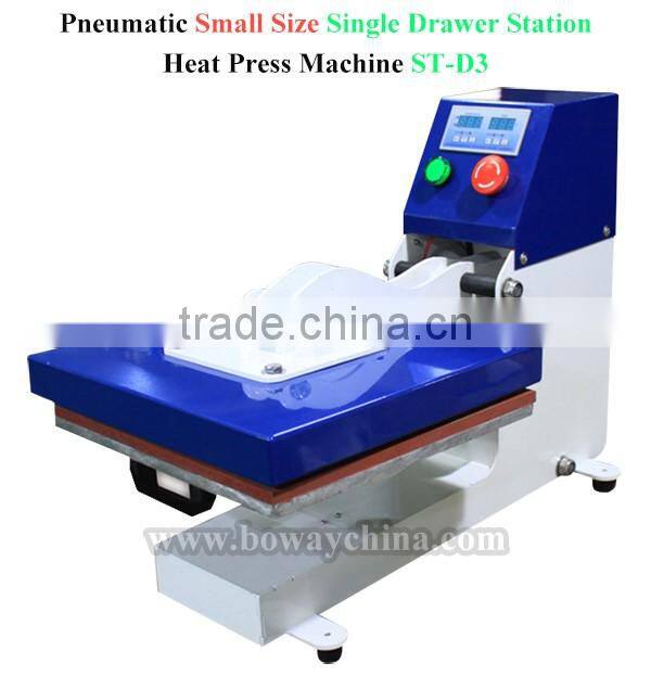 Single Small Size Drawing Out Stations Pneumatic Fabric Heat Press Printing Machine