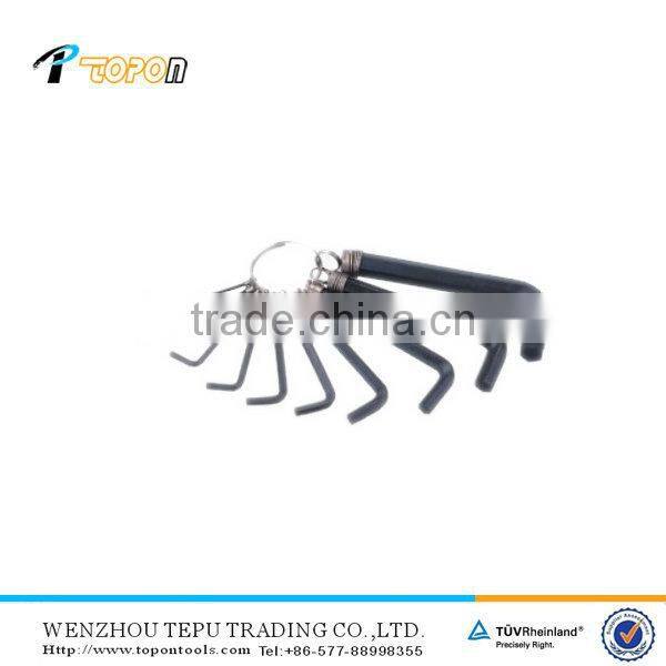 Carbon steel 10pc hand tool adjustable hex key wrench with black surface