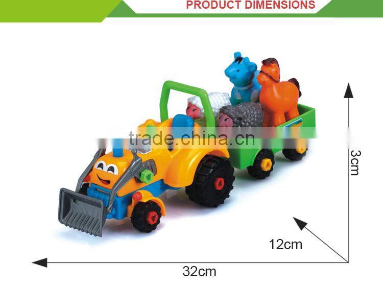 Hot sale kid plastic cartoon diy self truck toy car assembly kit