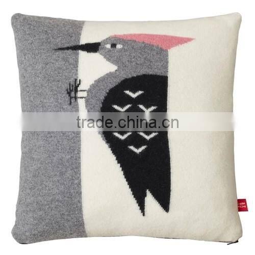 British classic woodpecker cashmere throw pillow for children