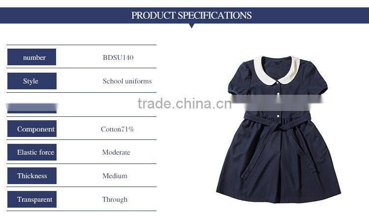 2017 new summer school children high waisted skirt student girl doll collar dress custom