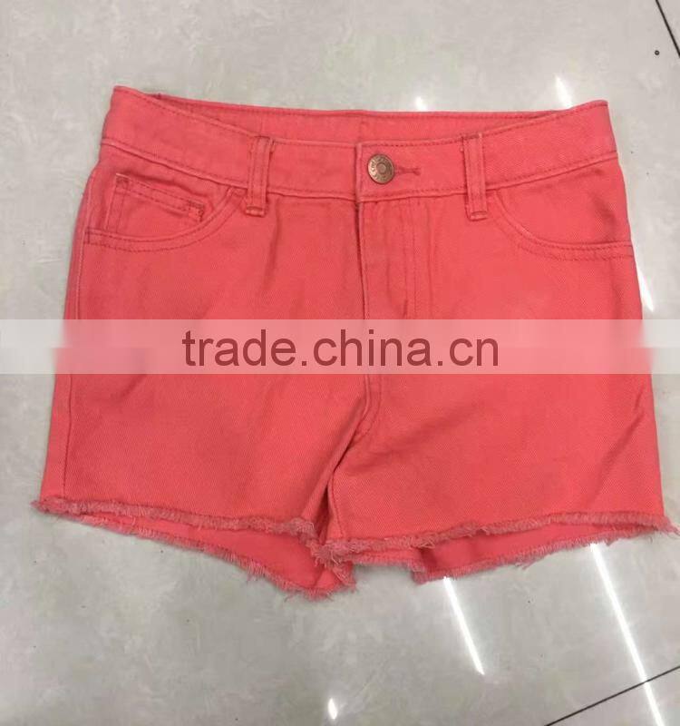 China stock garment suppliers branded girls stretch denim shorts